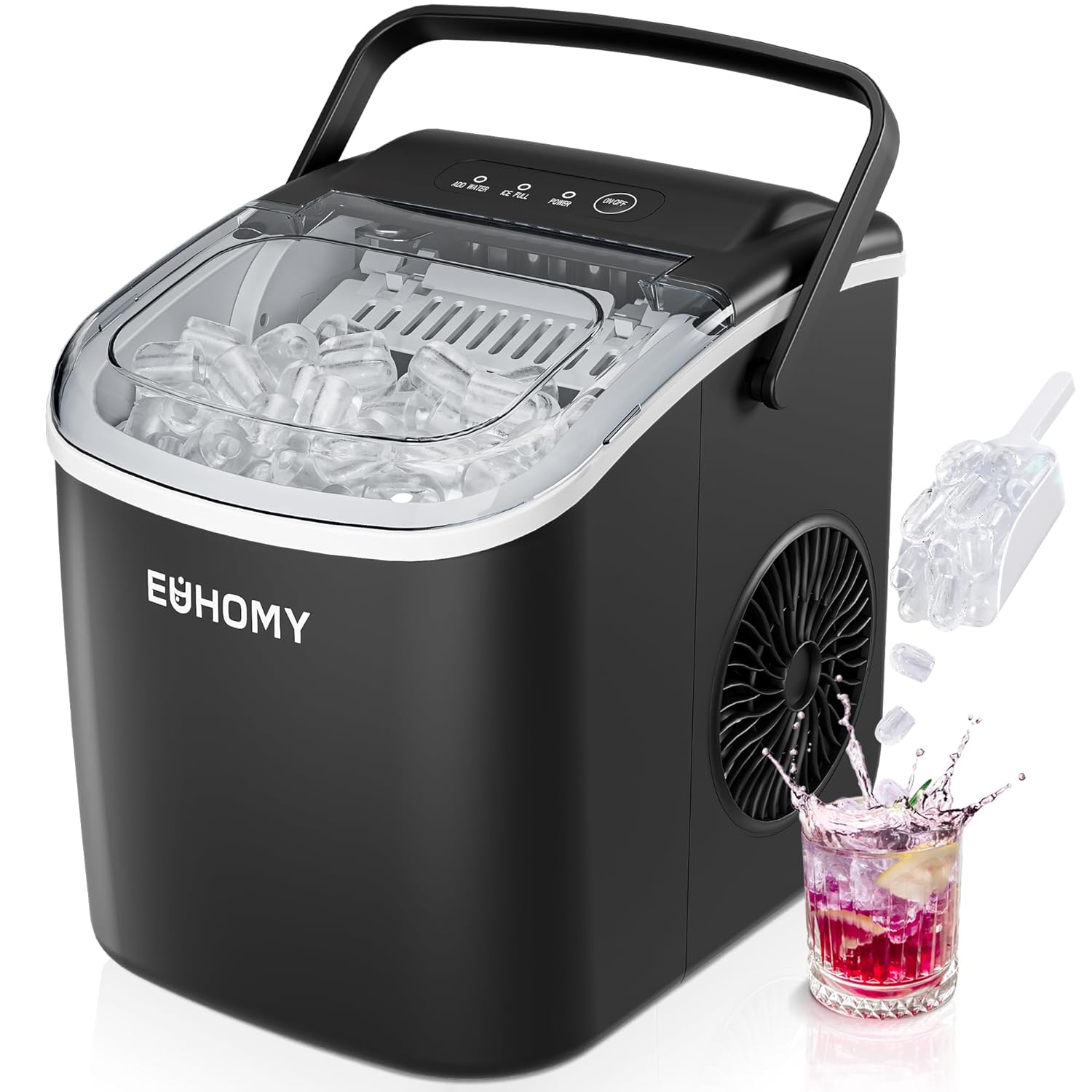 EUHOMY Portable Ice Maker Machine with Basket and Scoop