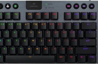 Logitech G915 X Lightspeed TKL Wireless Mechanical Gaming Keyboard, Double-Shot PBT Keycaps, Fully Programmable Keys, RGB Backlit Mac/PC Gaming Keyboards, Aluminum Finish, GL Tactile Switches, Black - Product Image