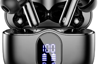 Wireless Earbuds, Bluetooth 5.4 Headphones Bass Stereo, Ear Buds with Noise Cancelling Mic, LED Display in Ear Earphones Clear Calls, IP7 Waterproof Bluetooth Earbuds for Phones/Sports/Laptop, Black - Product Image