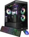 iBUYPOWER Y40 PRO Black Gaming PC Desktop Computer AMD Ryzen 9 7900X CPU, NVIDIA GeForce RTX 5070Ti 16GB GPU, 32GB DDR5 RGB 5200MHz RAM, 2TB NVMe SSD, Windows 11 Home, Keyboard, Mouse - Y40BA9N57T01 - Product Image