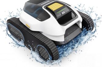 Spino E1 Robotic Pool Cleaner with Filter Basket, Cordless Pool Vacuum Robot for Inground & Above Ground Pools, up to 1,600 Sq.ft, Up to 210 Mins Runtime, Pool Cleaner with 5 Modes, APP Control - Product Image